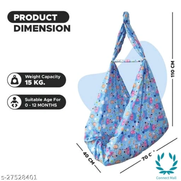 New Born Baby Cotton Hanging Cradle Jhula Jhoola Bed Bedding Set - 0-12 Months, Light Blue, Fabric Cradle Material: Cotton, Mousquito Net, Pack Of:1
